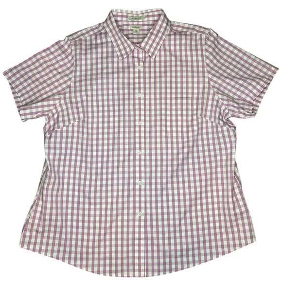 Vintage L.L Bean Purple Plaid Wrinkle Free Women's Top - Picture 7 of 11